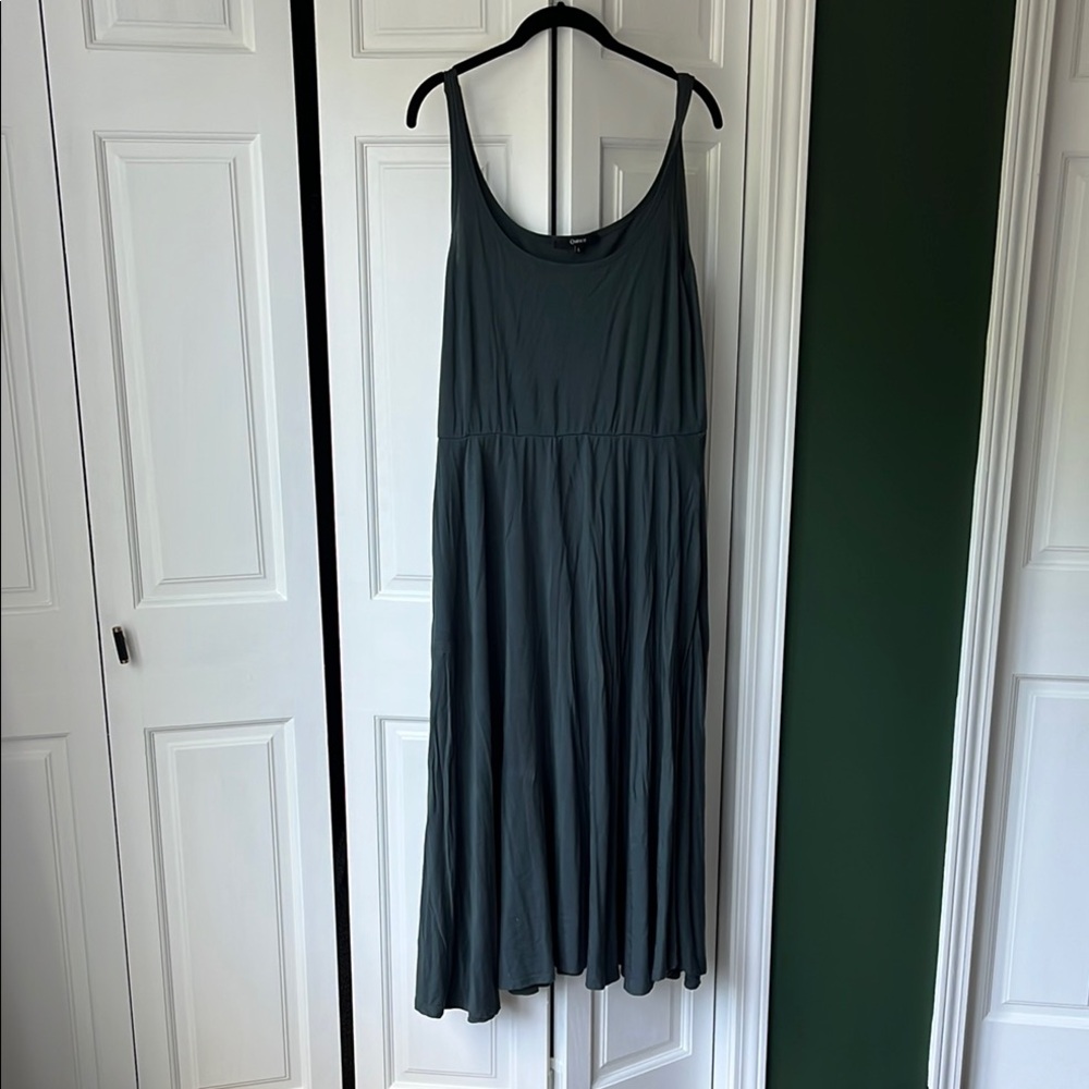 Quince Grey/Green Scoop Neck Sleeveless Maxi Dress, size large